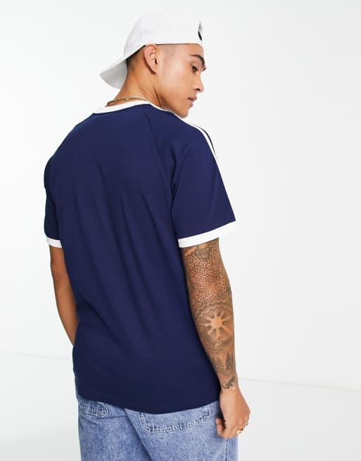 Adidas trefoil 3 stripes t shirt in navy 2025