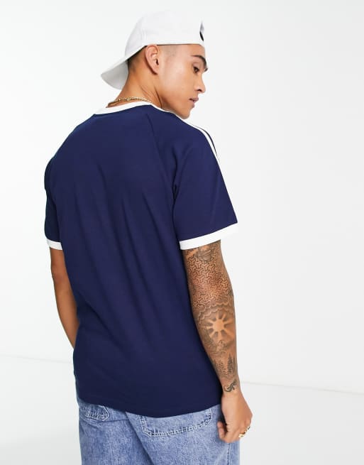 adidas Originals three stripe t-shirt navy ASOS