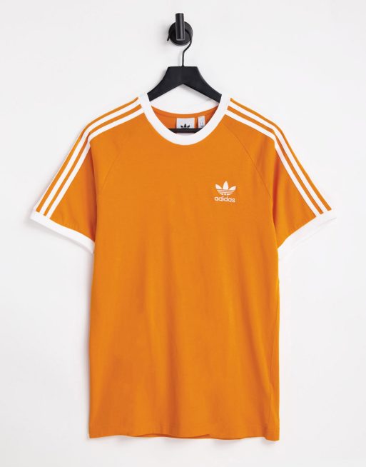 adidas Originals adicolor three stripe t shirt in orange