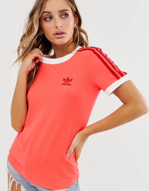 adidas Originals adicolor three stripe t shirt in pink ASOS