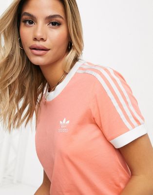 pink 3 stripe adidas shirt