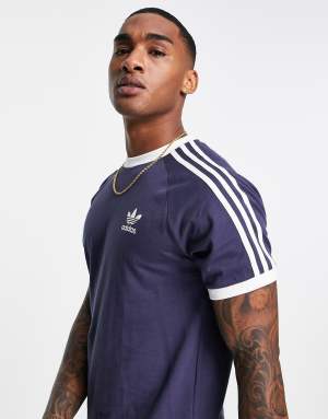 adidas Originals adicolor three stripe t-shirt in shadow navy