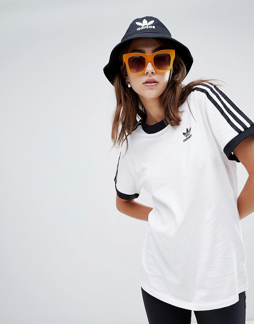 Adidas Originals adicolor three stripe t-shirt in white