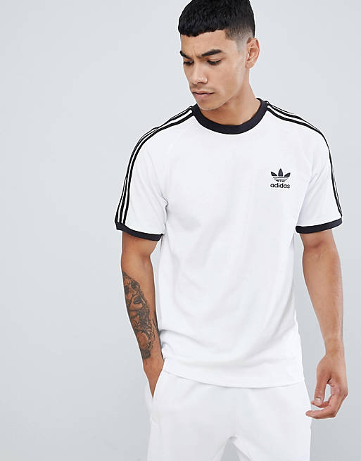 adidas Originals adicolor three stripe t-shirt in white | ASOS