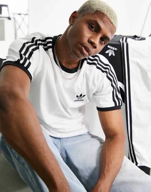 adidas Originals adicolor three stripe t-shirt in white