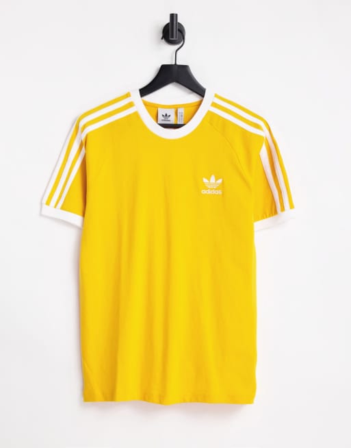 adidas Originals adicolor three stripe t-shirt in yellow | ASOS