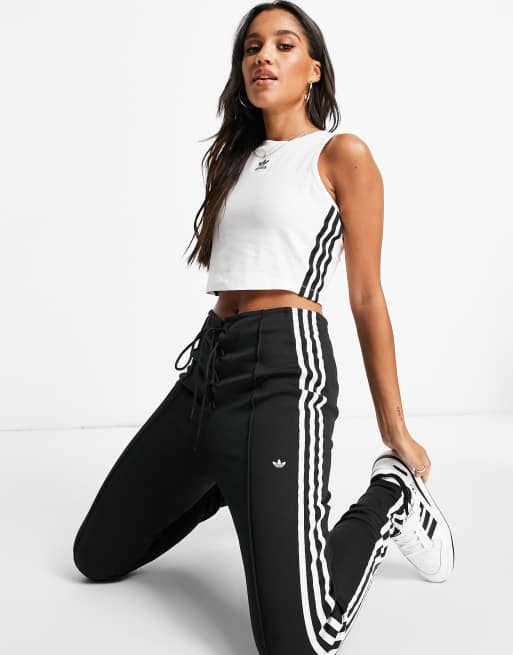 adidas Originals adicolor three stripe tank top in white