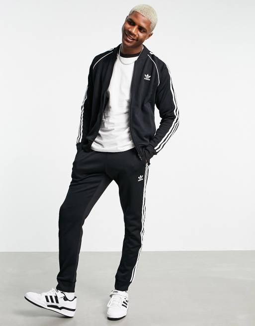 adidas Originals adicolor three stripe track jacket in black | ASOS