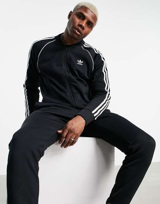 Portal tåge Konsultere adidas Originals adicolor three stripe track jacket in black | ASOS