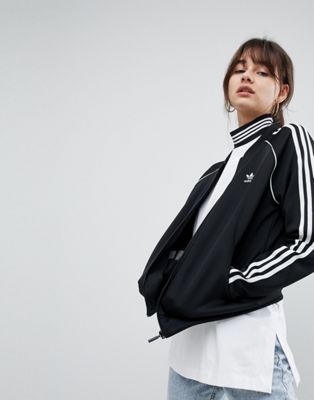 adidas Originals adicolor Three Stripe Track Jacket In Black | ASOS