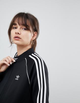 adidas originals three stripe track jacket in black