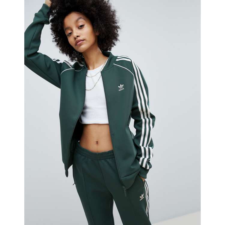 Adidas superstar track jacket green cheap