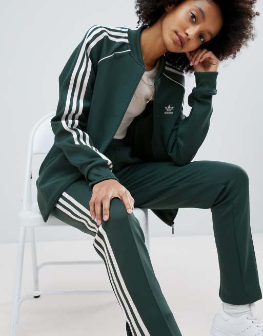 Adidas originals adicolor three stripe track jacket in green cheap