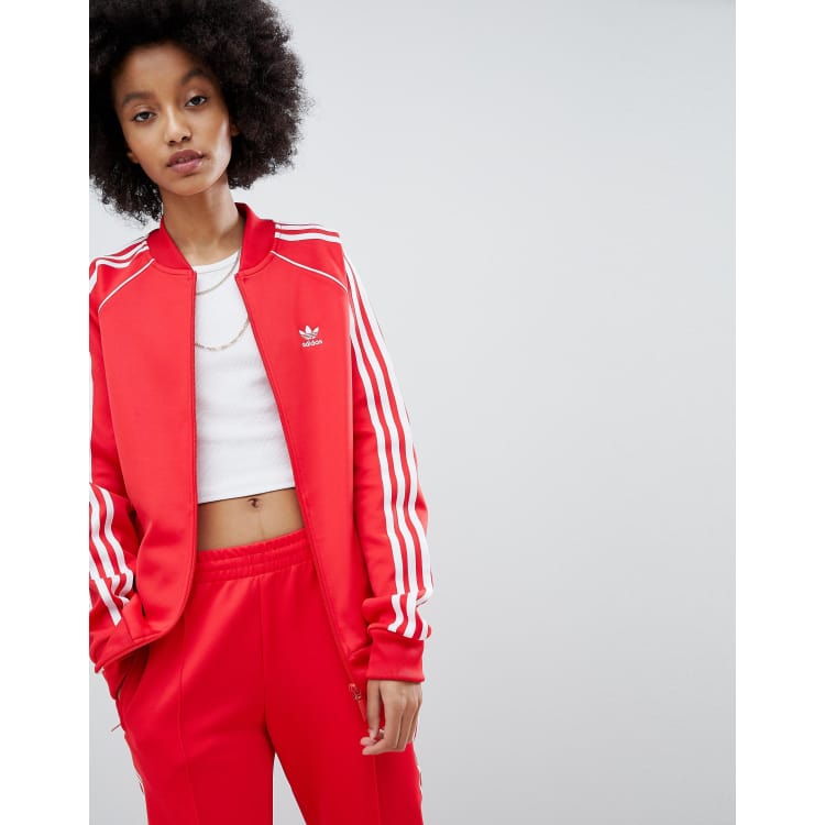 Adidas black with red stripes jacket sales