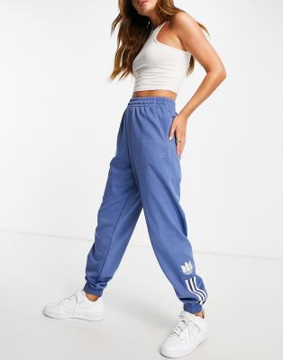 black adidas pants blue stripes