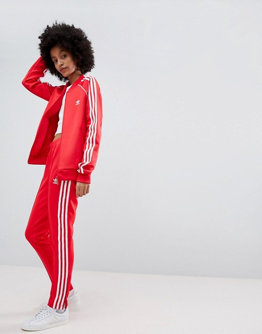 adidas Originals adicolor Three Stripe Track Pants In Red | ASOS