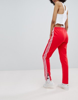 adidas track pants black with red stripes