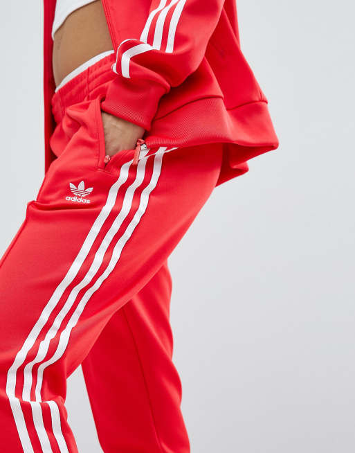 adidas Originals adicolor Three Stripe Track Pants In Red