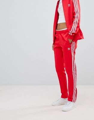 red adidas 3 stripe pants