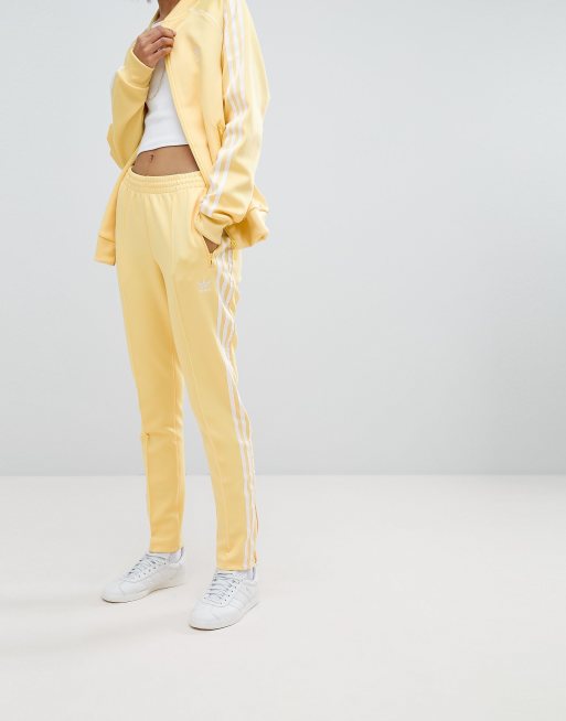 adidas Originals 'Sports Resort' three stripe wide leg track pants in  yellow