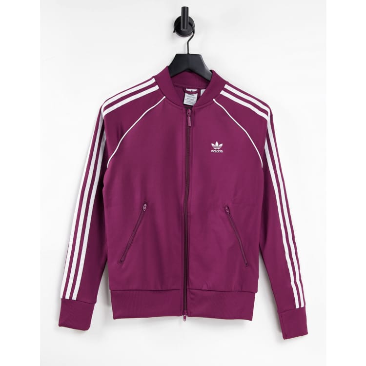 adidas Originals adicolor three stripe track top in crimson ASOS