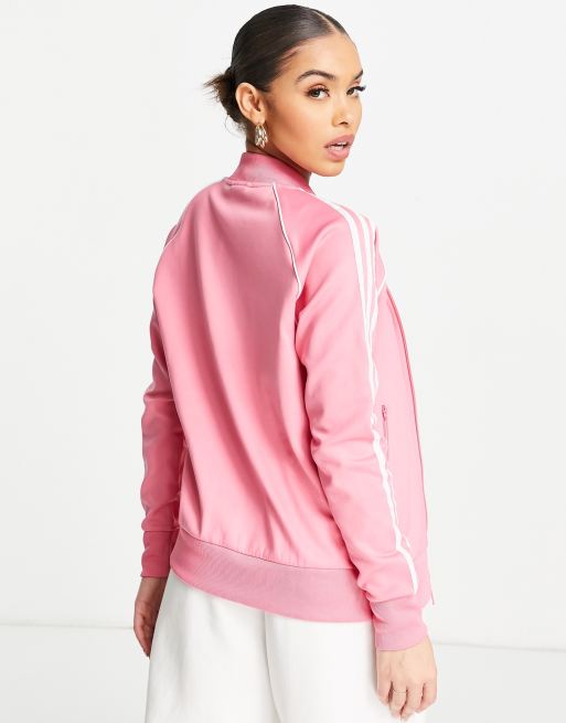 Adidas originals adicolor three stripe track jacket in pink clearance