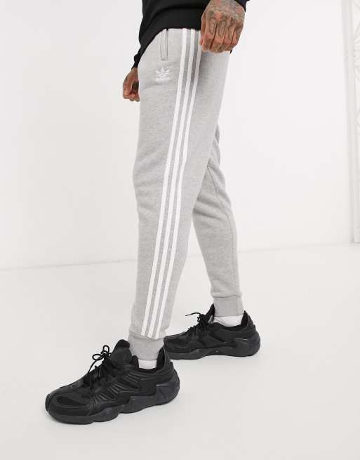 Adidas originals 3 stripe joggers grey store