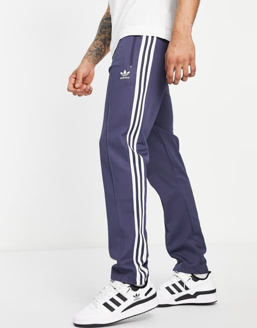 Adidas Sweatpants Mens L Navy Blue Polyester White 3 Stripes Relaxed Fit