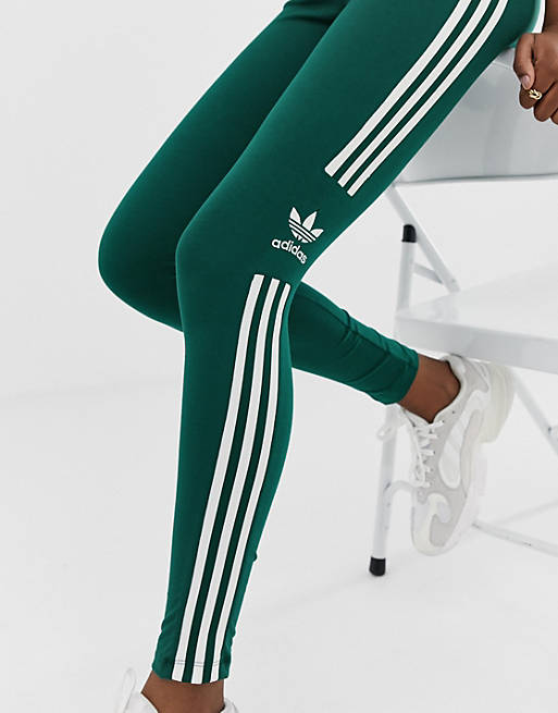 adidas Originals adicolor three stripe trefoil legging in green | ASOS