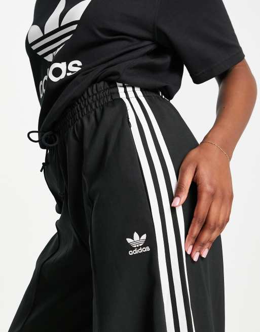 adidas Originals Black Three Stripe Wide Leg Pants