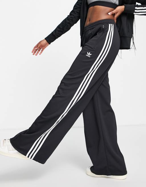 adidas Originals Black Three Stripe Wide Leg Pants