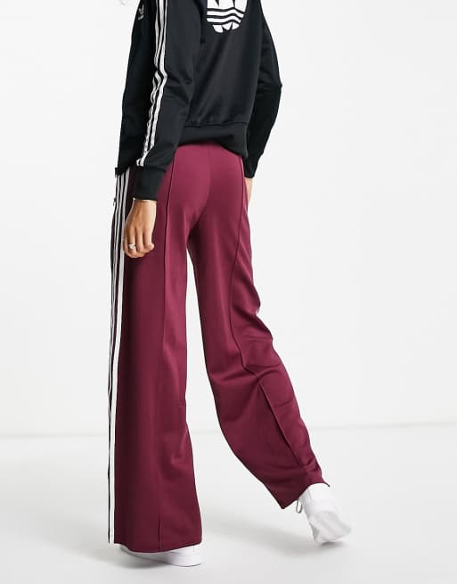 adidas Originals adicolor three stripe wide leg trousers in black, ASOS