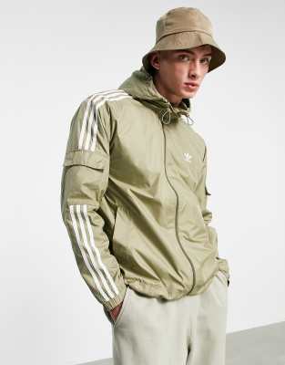 adidas three stripe windbreaker