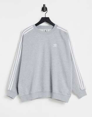 adidas Originals adicolor Three Stripes oversized sweatshirt in grey