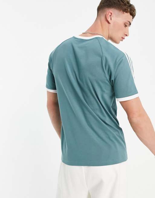 adidas originals california 3 stripe t shirt green