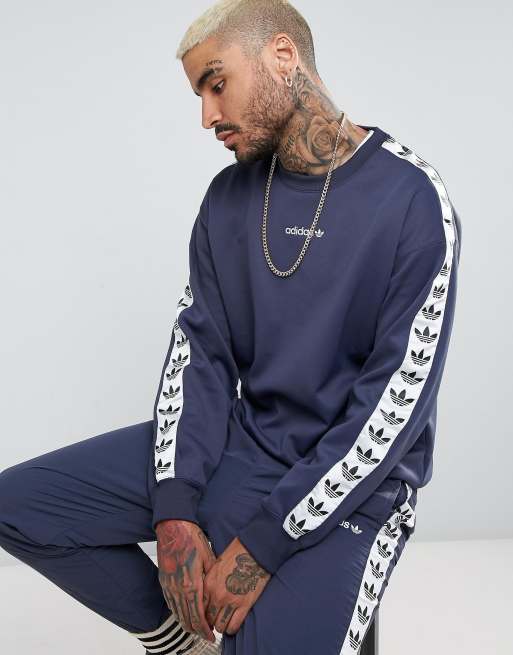 callejón ocupado Gastos adidas Originals Adicolor TNT Tape Crew Sweat In Blue BR6744 | ASOS