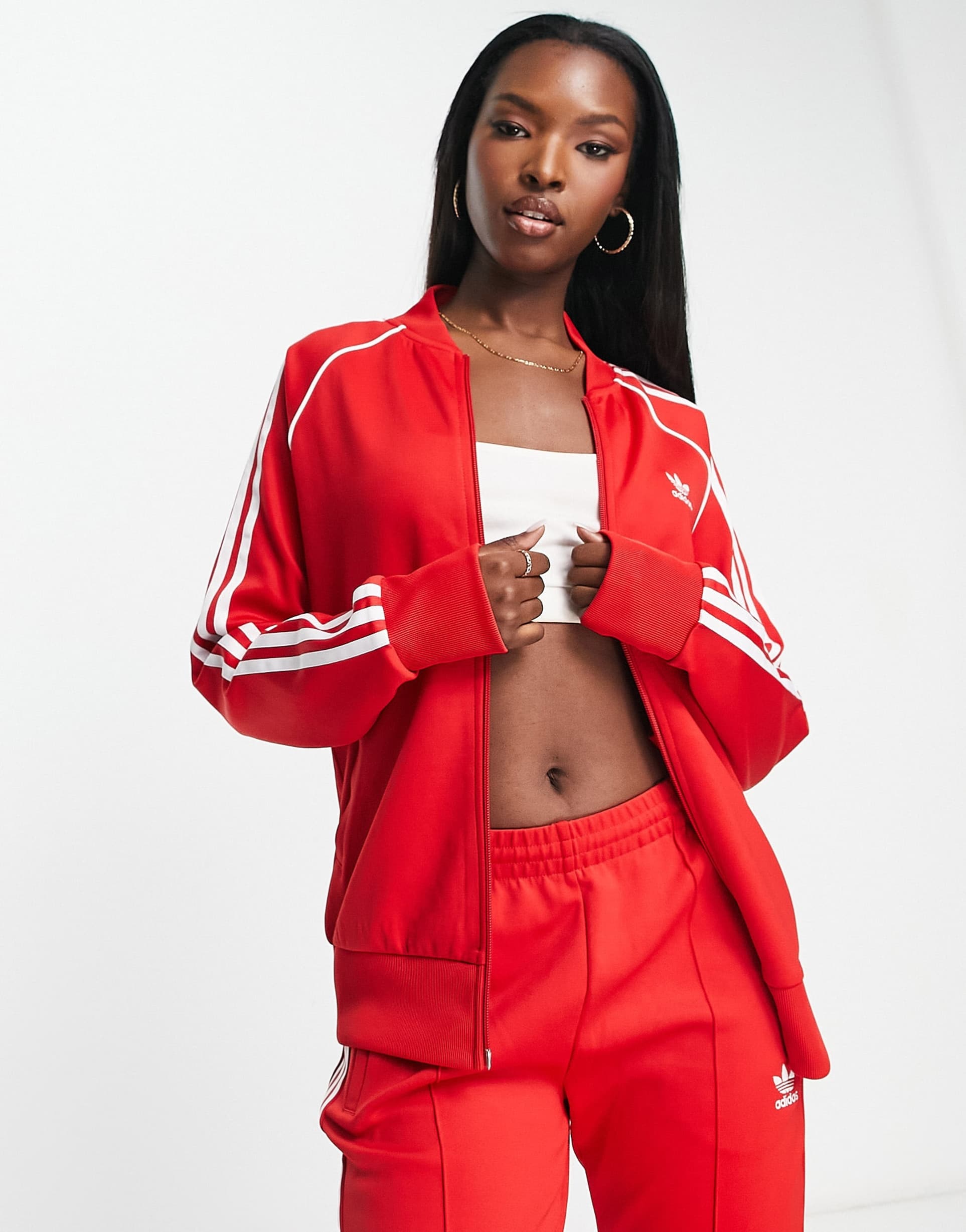adidas Originals adicolor track jacket in red view 2