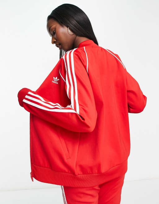 Adidas superstar online red track jacket