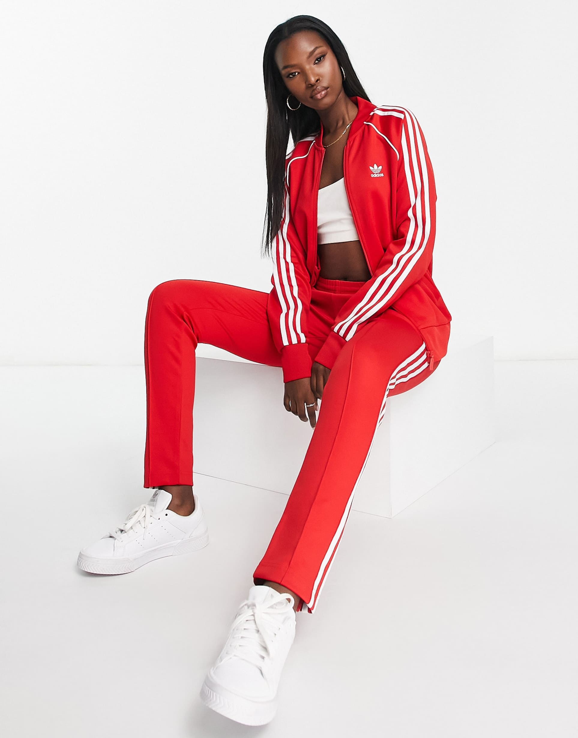 adidas Originals adicolor track jacket in red