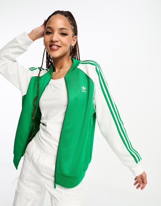 Green adidas track top online