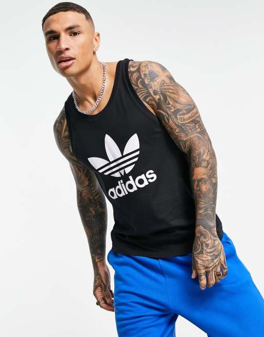 adidas Originals – adicolor – Trägertop in Schwarz mit Dreiblattlogo