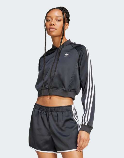 adidas Originals - adicolor - Trainingstop van satijn in zwart