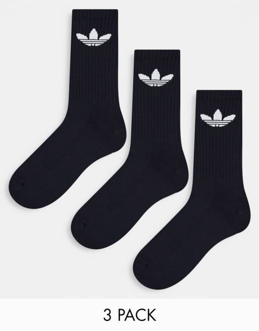 adidas Originals adicolor Trefoil 3 pack ankle socks in black