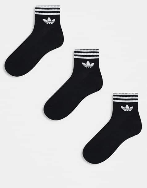 adidas Originals adicolor Trefoil 3 pack ankle socks in black - view 1