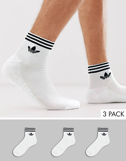 adidas Originals 3 Pack Trefoil Ankle Sock in White Womens Clothing Hosiery Stockings 