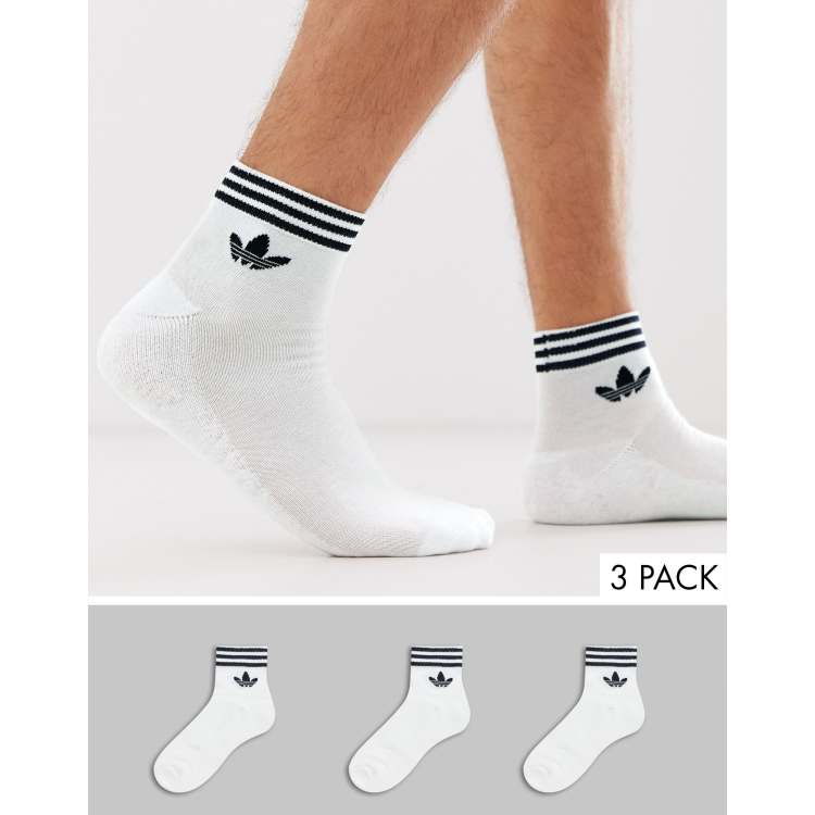 adidas Originals adicolor Trefoil 3 pack ankle socks white ASOS