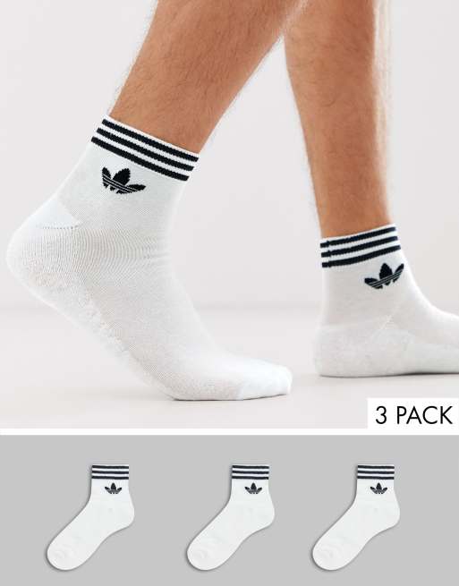 adidas Originals adicolor Trefoil 3 pack ankle socks white | ASOS