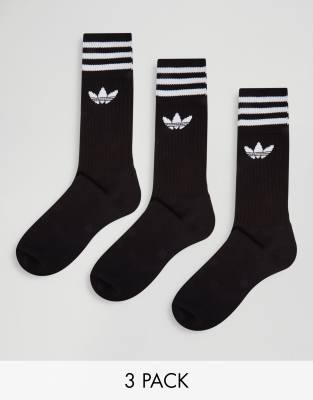 adidas Originals adicolor Trefoil 3 pack crew socks in black - ASOS Price Checker