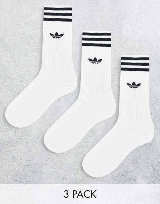adidas Originals adicolor Trefoil 3 pack crew socks in white ASOS