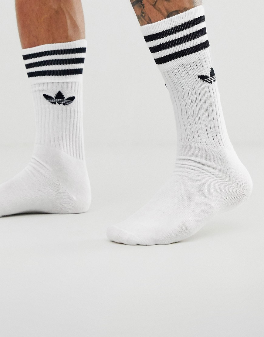 adidas Originals adicolor Trefoil 3 pack crew socks in white